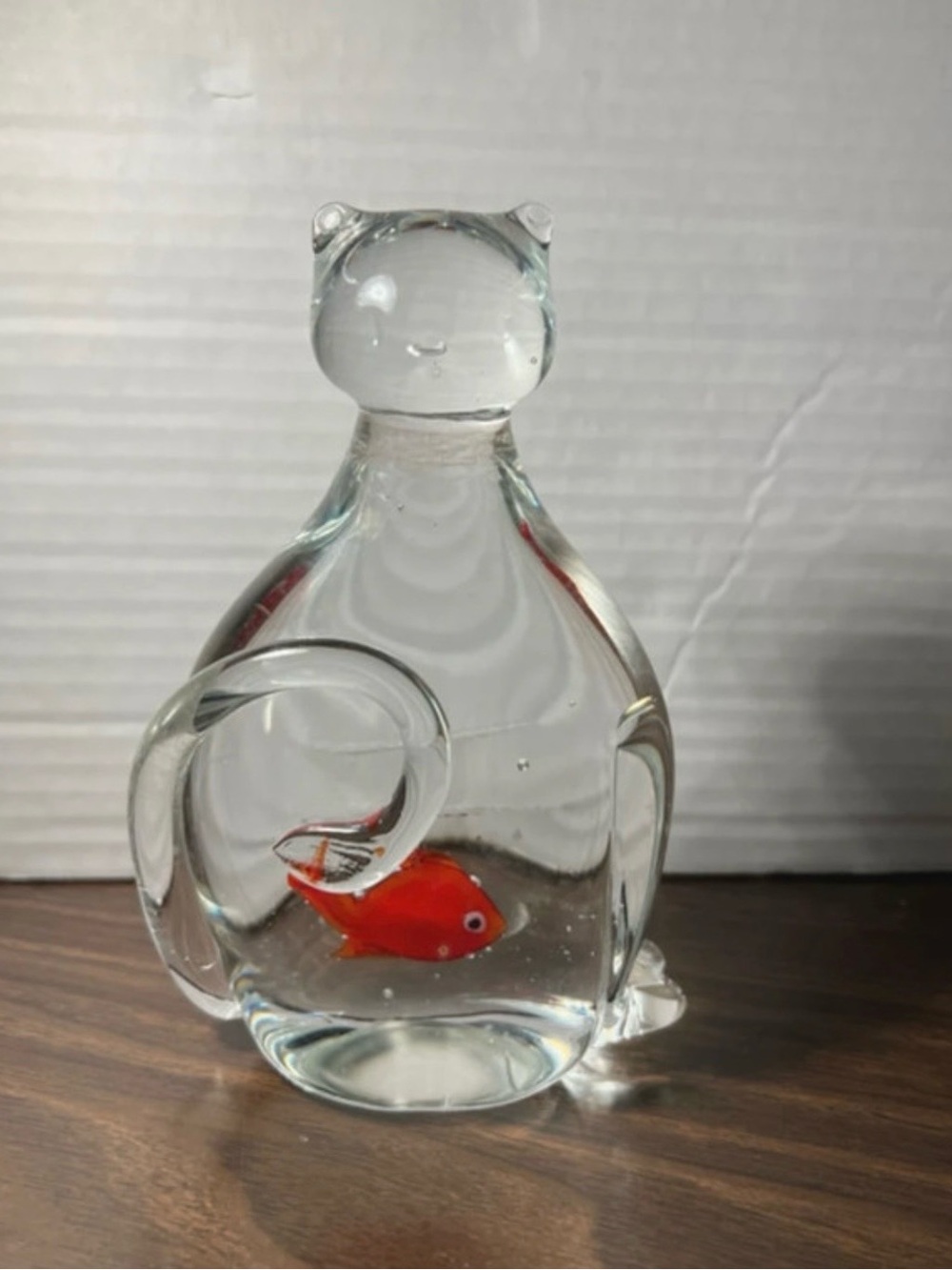 Murano -Glass Ornament paperweight with Red Goldfish Accent